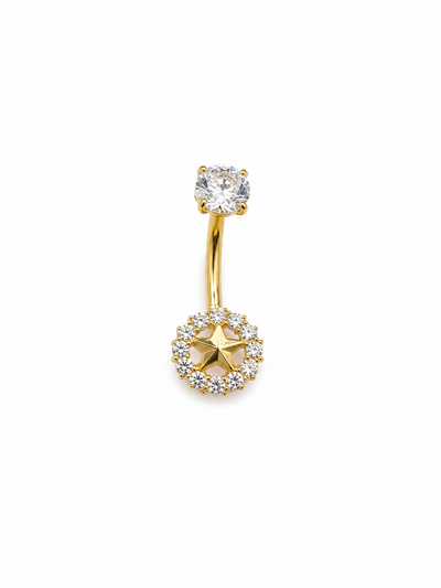 🌟 Celestial Elegance belly piercing: Titanium Starburst Navel Ring View 0