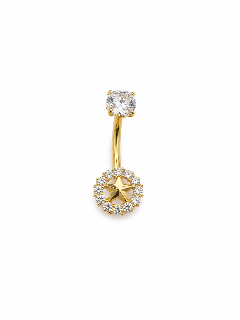 🌟 Celestial Elegance belly piercing: Titanium Starburst Navel Ring