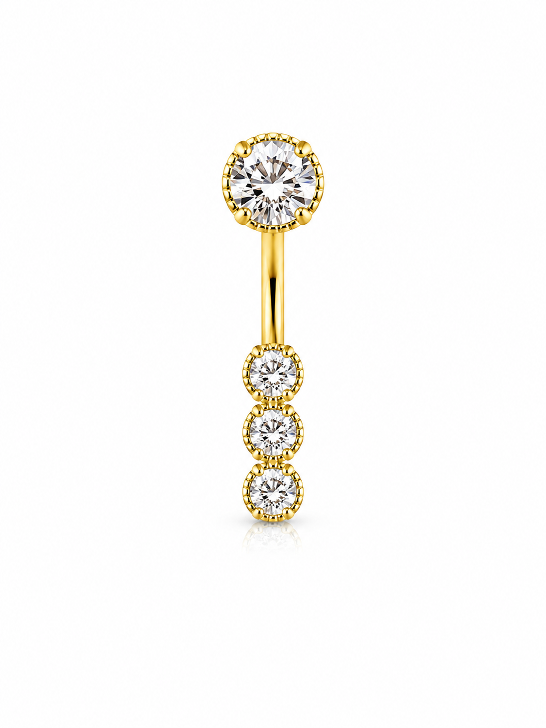 Titanium Crystal Belly Piercing – Gold Elegance 💎