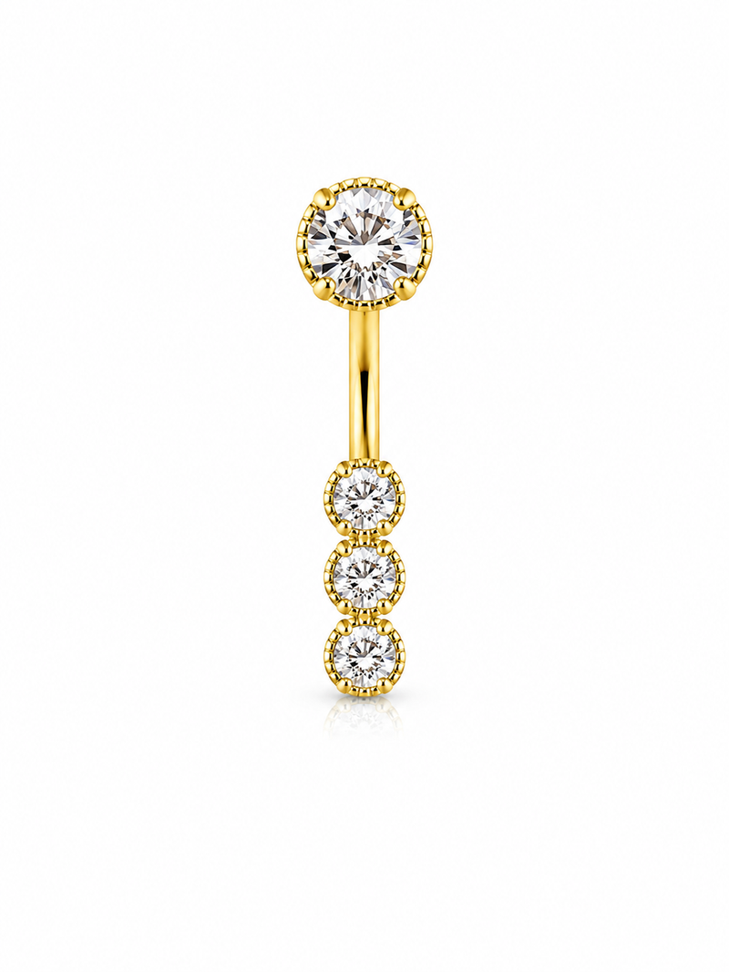 Titanium Crystal Belly Piercing – Gold Elegance 💎