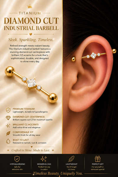 Titanium Marquise Crystal Industrial Barbell ✨ View 0
