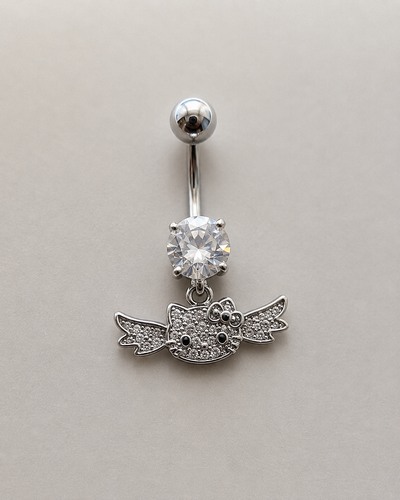 Titanium Crystal Angel Kitty Belly Piercing ✨ View 0