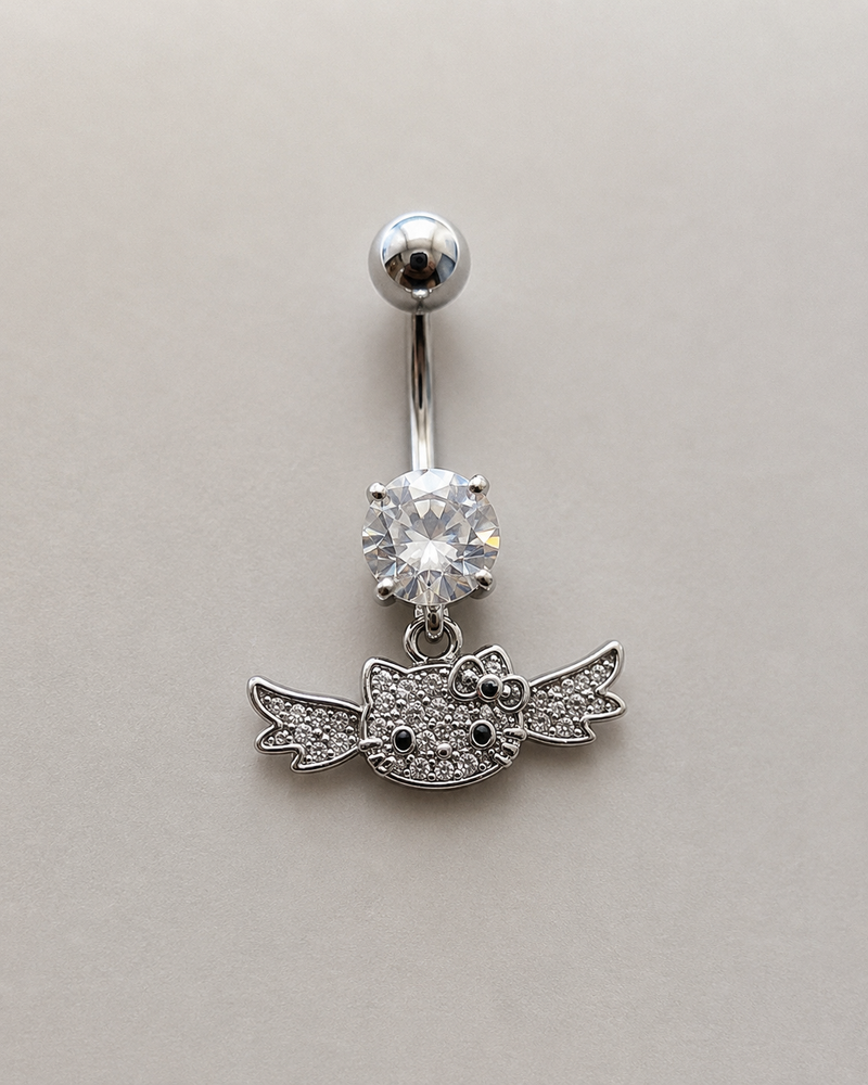 Titanium Crystal Angel Kitty Belly Piercing ✨