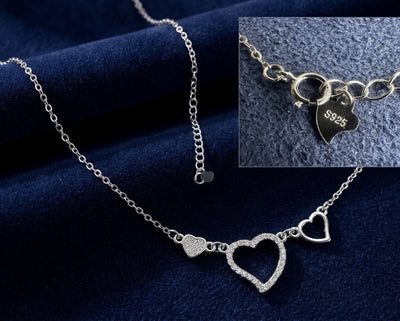 💖 Premium Silver Heart Necklace – Elegant Crystal Love Collection ✨ View 3