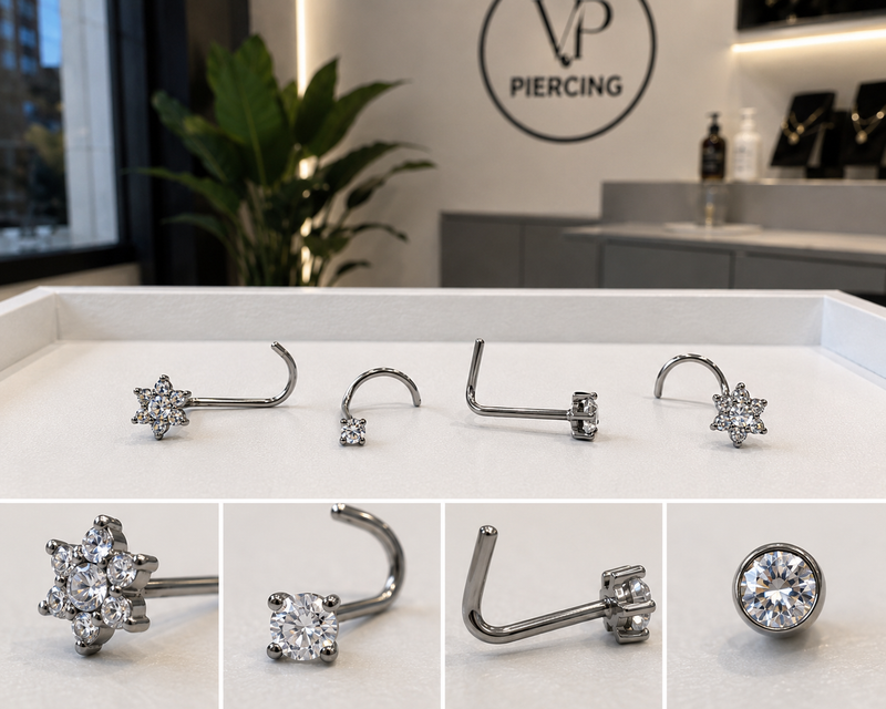 ✨ Premium Titanium Bezel Crystal Nose Stud ✨