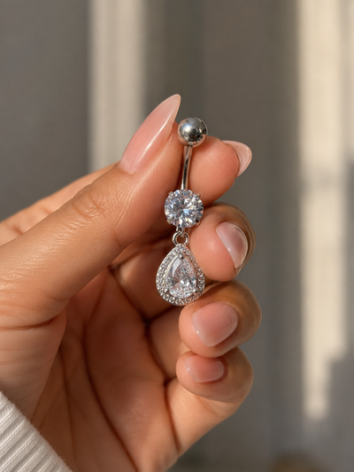 Titanium Crystal Drop Belly Piercing 💎 View 0