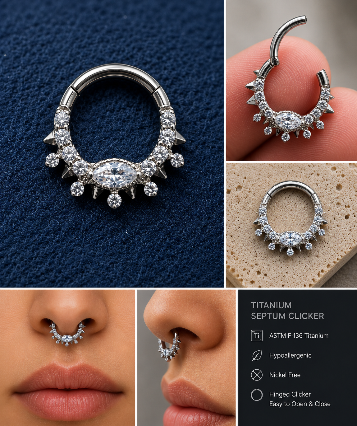 ✨ Premium Titan Septum Clicker mit Kristallen ✨