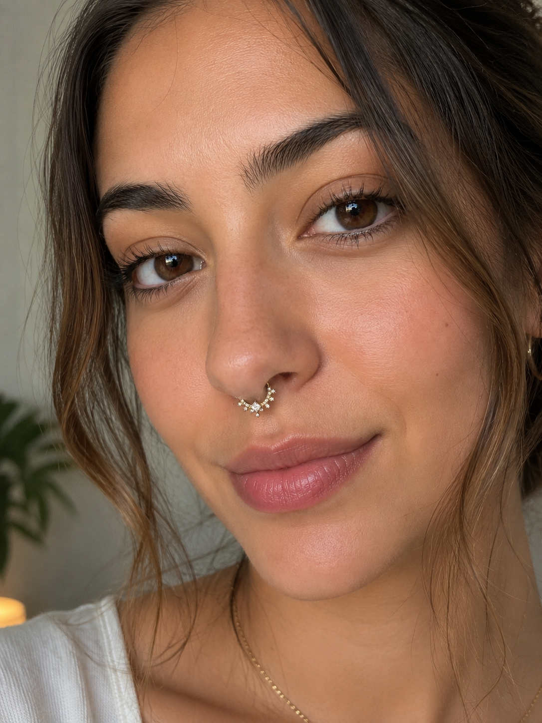 ✨ Premium Titan Septum Clicker Gold – Kristall Design ✨