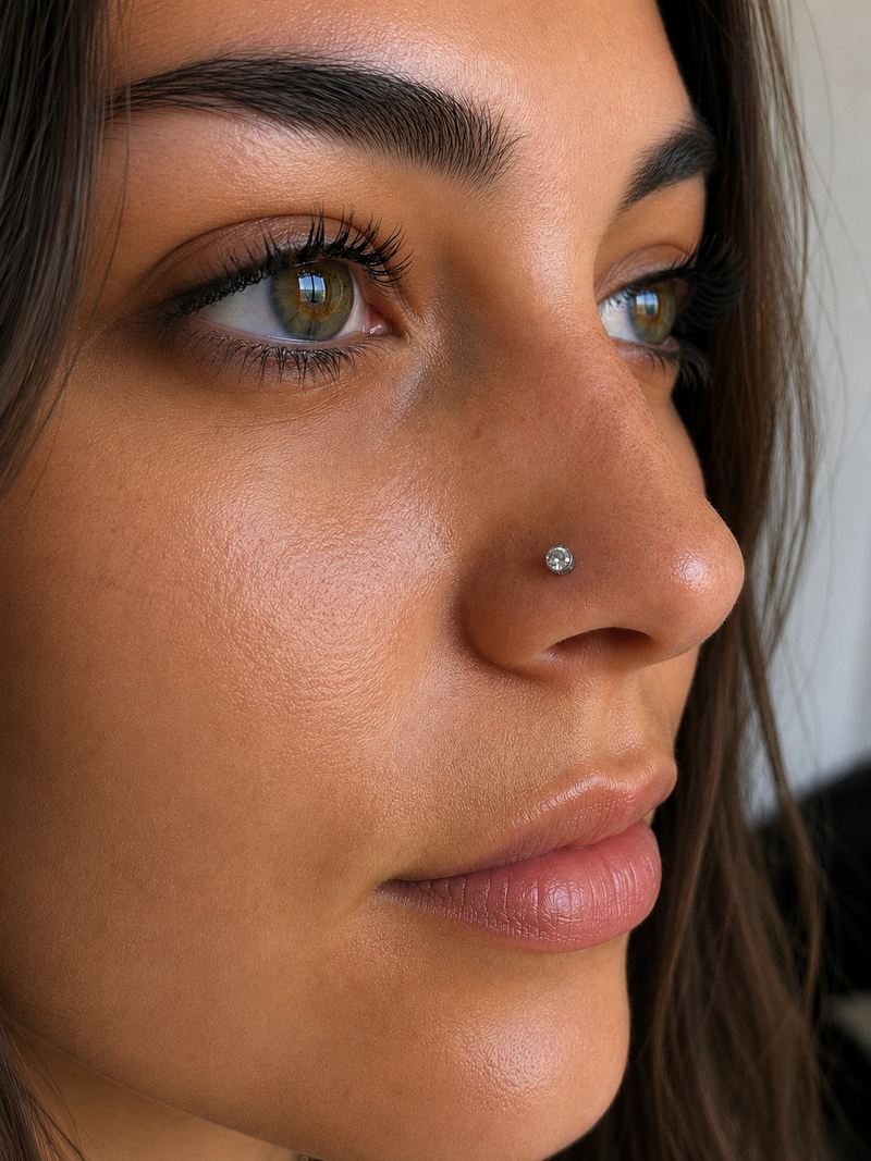 ✨ Premium Titanium Bezel Crystal Nose Stud ✨