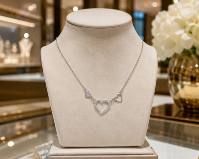 💖 Premium Silver Heart Necklace – Elegant Crystal Love Collection ✨ View 0