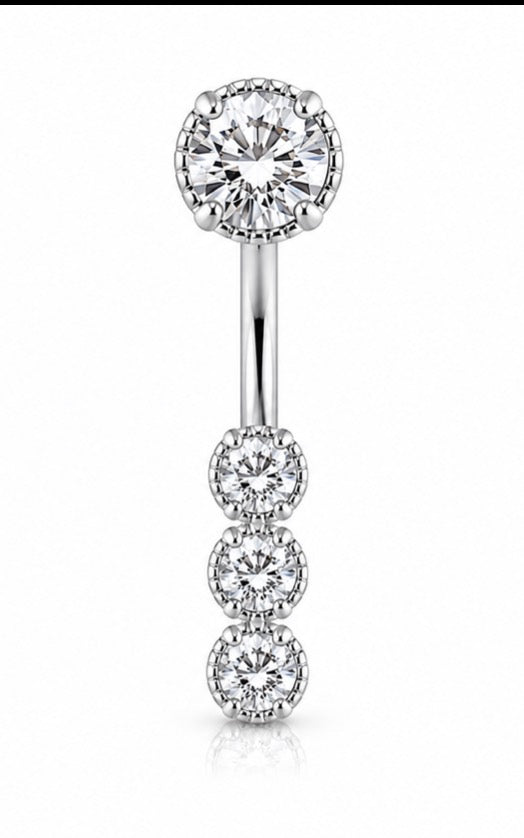 Silver Titanium Crystal Belly Piercing – Elegant Shine Collection 💎