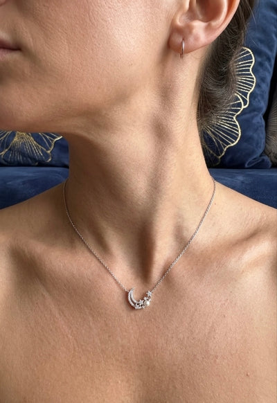 Moonlight Pearl Silver Necklace 🌙 View 2