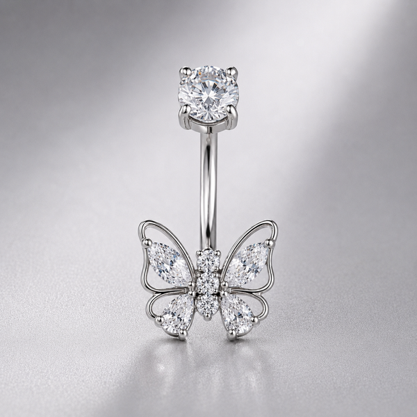 Crystal Butterfly Belly Ring ✨