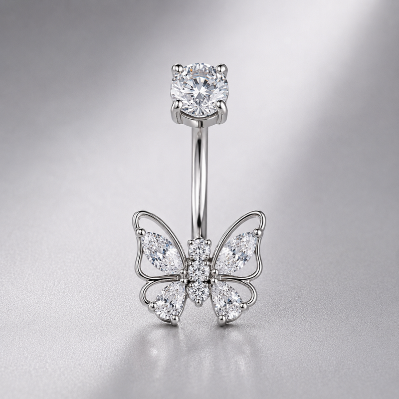 Crystal Butterfly Belly Ring ✨