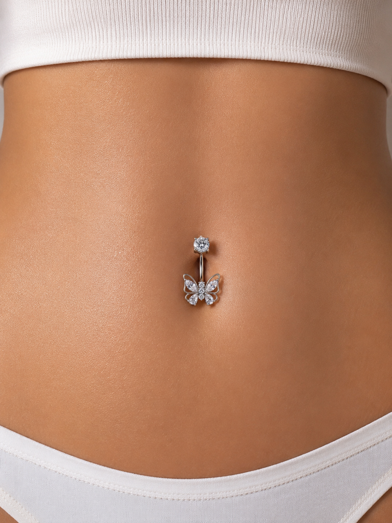 Crystal Butterfly Belly Ring ✨
