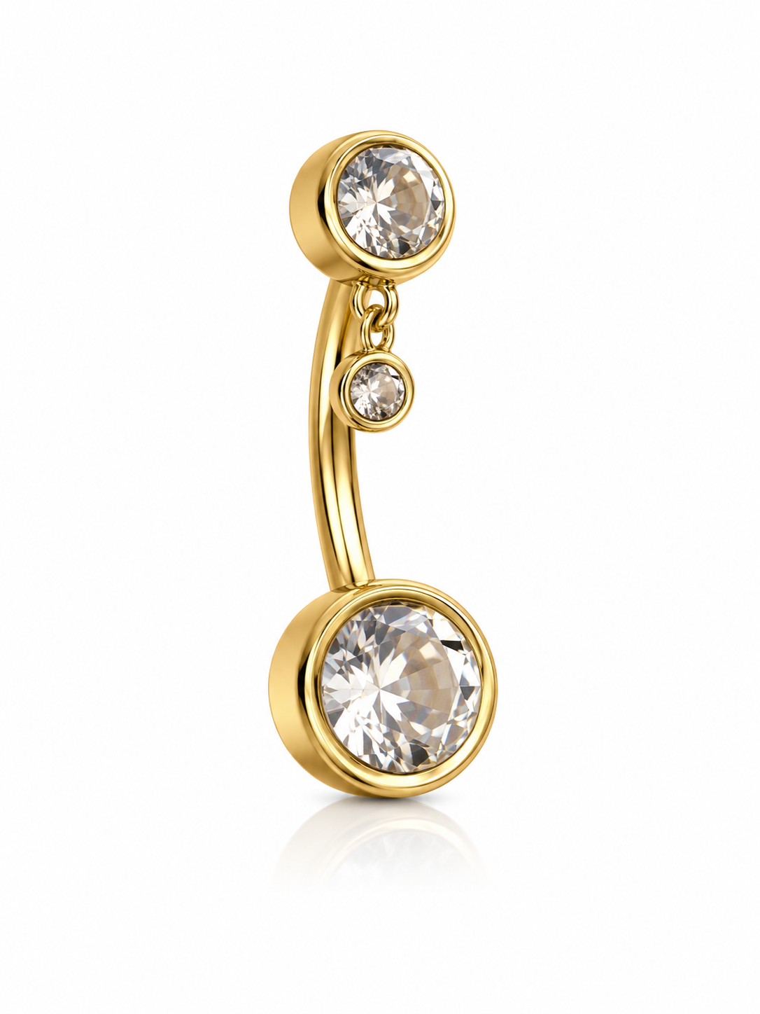 Luxury Titanium Crystal Belly Piercing – Gold Double Drop Navel Jewelry 💎