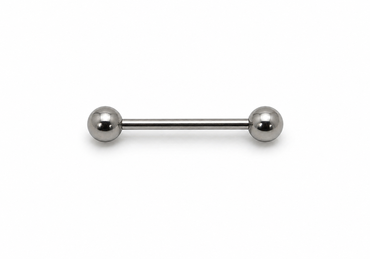 Titanium Tongue Barbell Piercing – Classic Silver Mirror Finish ✨
