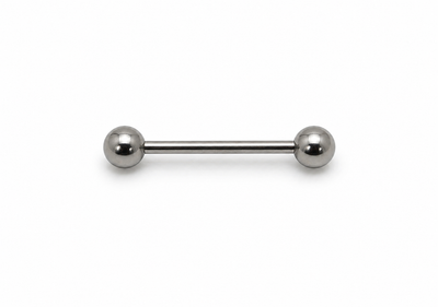 Titanium Tongue Barbell Piercing – Classic Silver Mirror Finish ✨ View 0
