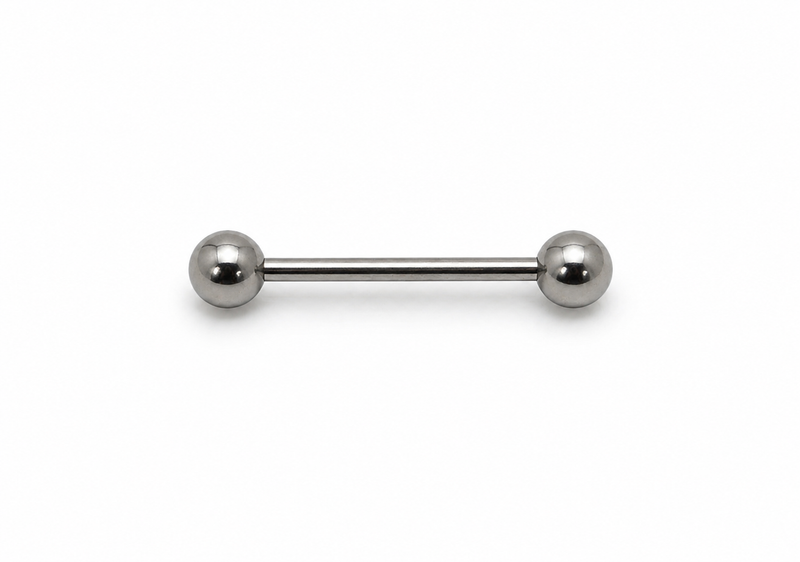 Titanium Tongue Barbell Piercing – Classic Silver Mirror Finish ✨