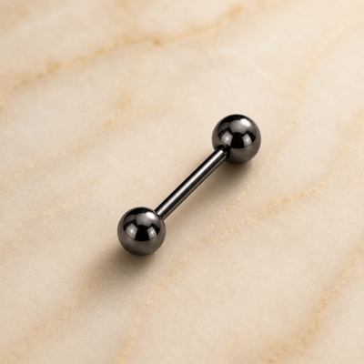 Black Titanium Tongue Barbell Piercing ✨ View 0