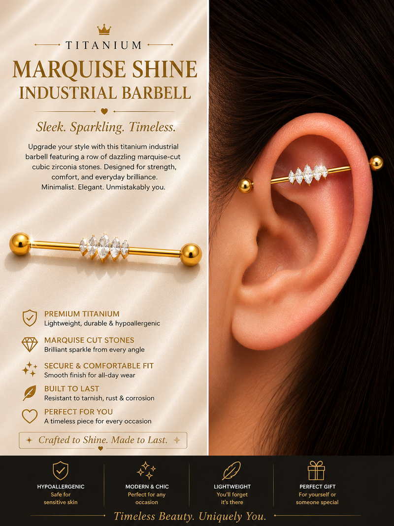 Titanium Marquise Crystal Industrial Barbell ✨