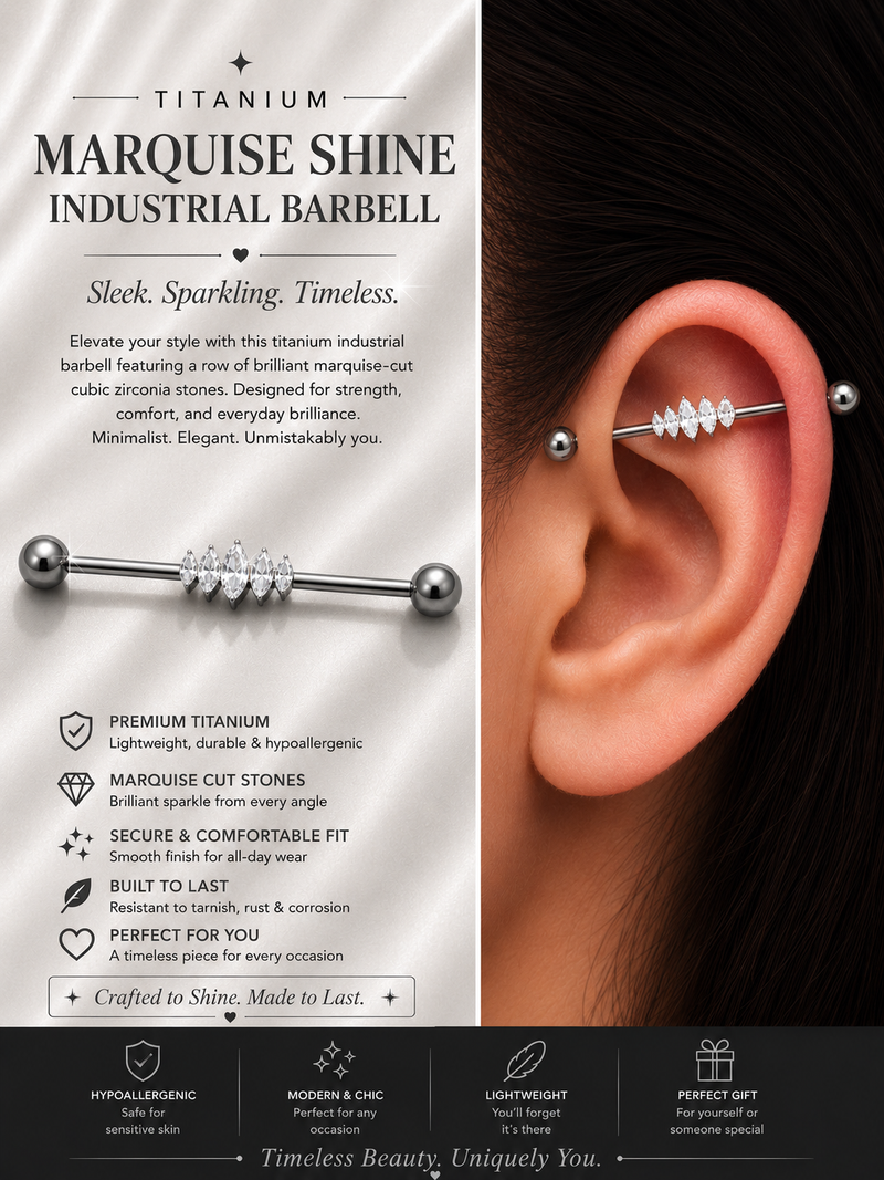 Titanium Marquise Crystal Industrial Barbell ✨