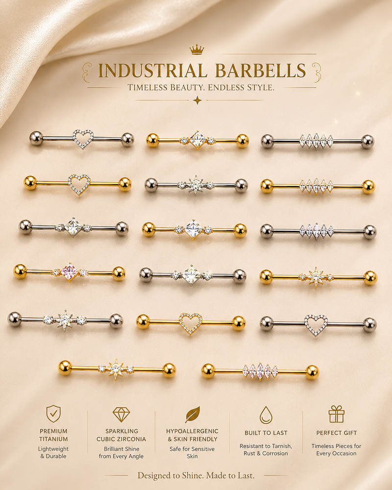 Titanium Marquise Crystal Industrial Barbell ✨