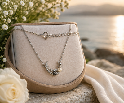 Moonlight Pearl Silver Necklace 🌙 View 0