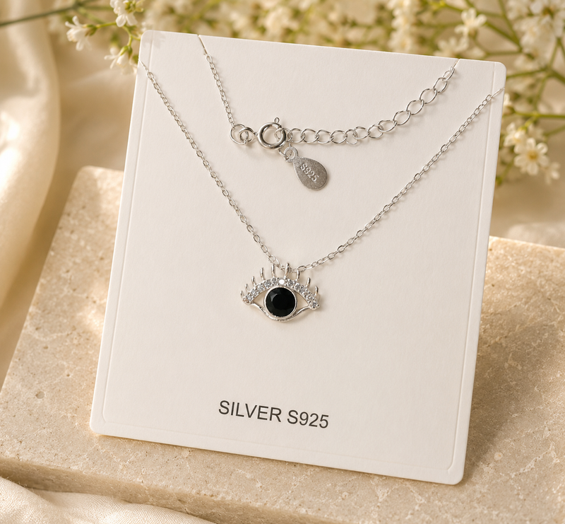 Silver Eye Crystal Necklace ✨