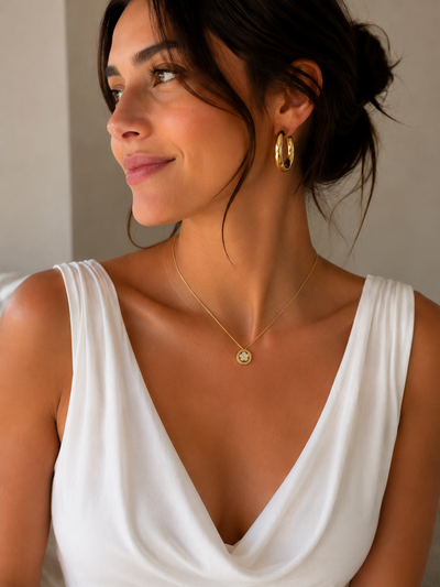 Premium S925 Silver Clover Crystal Necklace – Gold Finish ✨ View 2