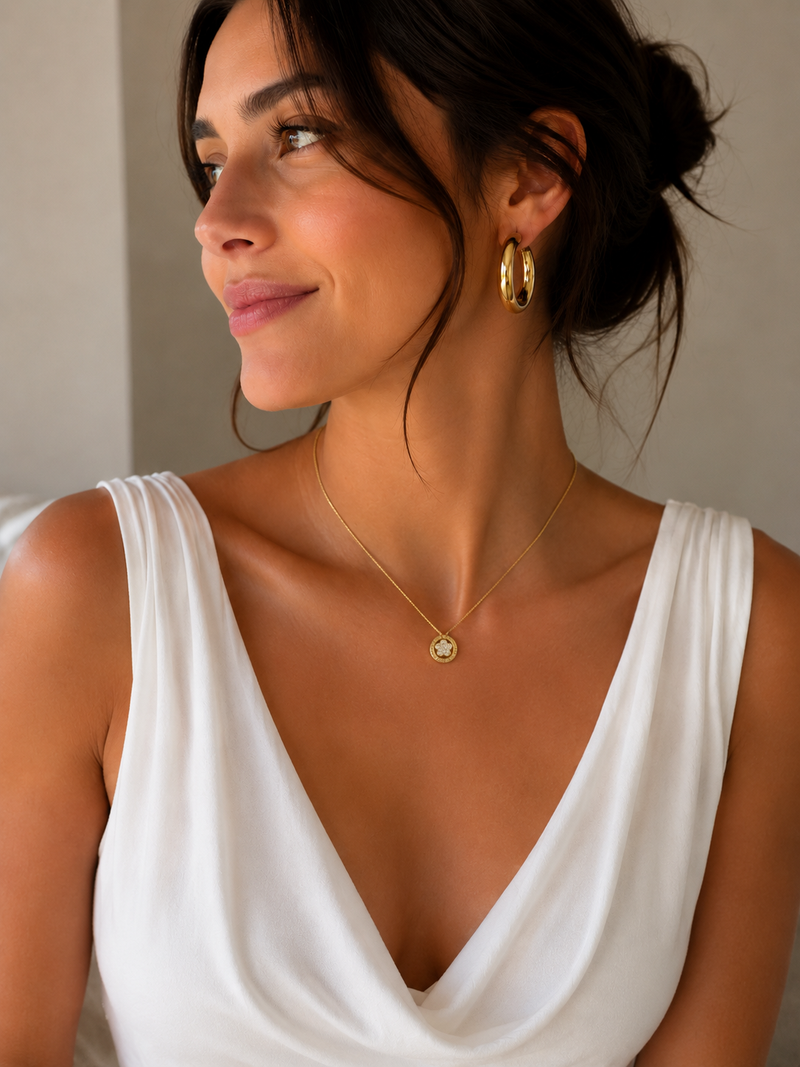 Premium S925 Silver Clover Crystal Necklace – Gold Finish ✨